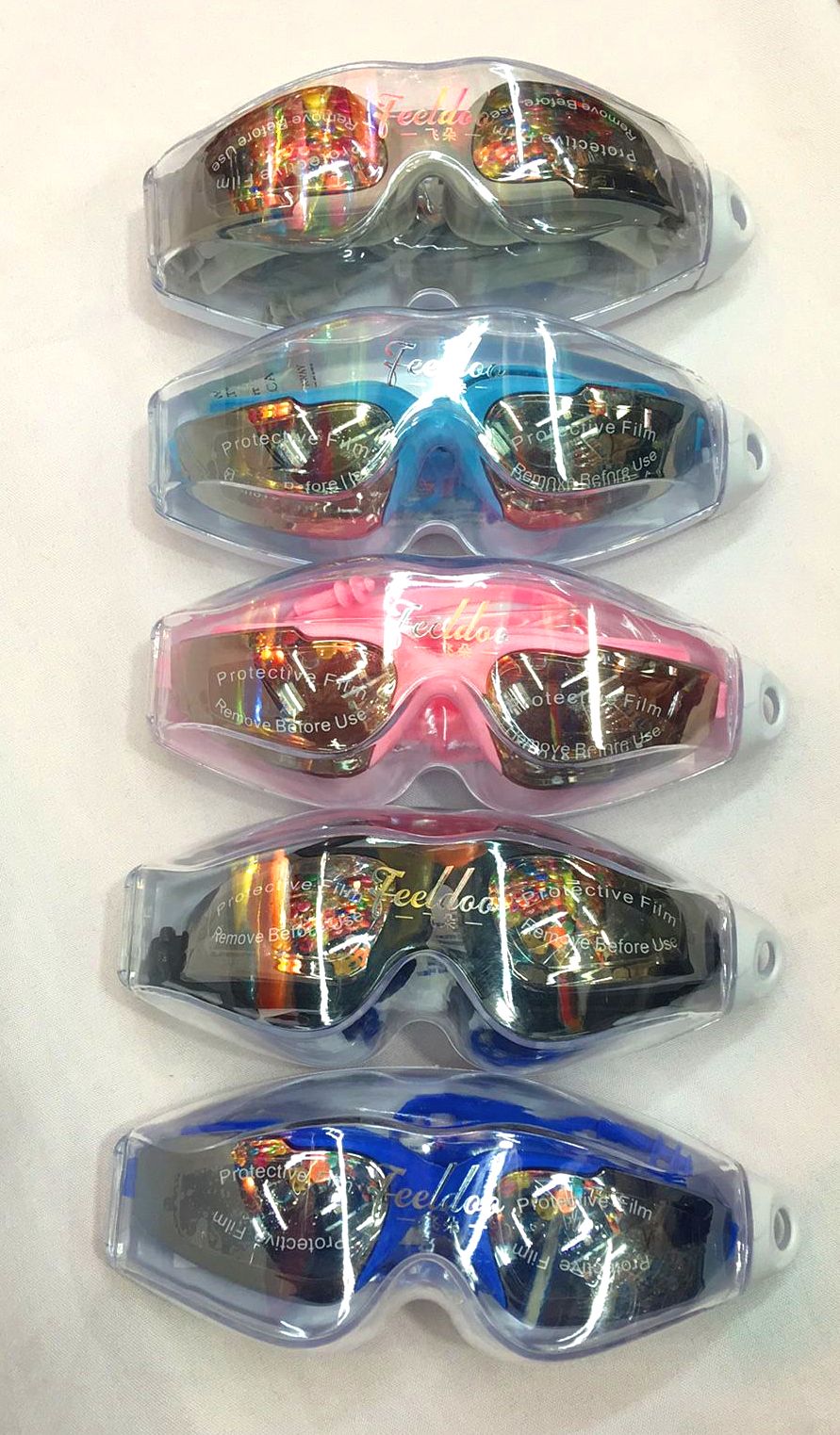 Feiduo swimming goggles: New adult waterproof and anti-fog one-piece earplugs, electroplated goggles, large frame swimming goggles detail image 14