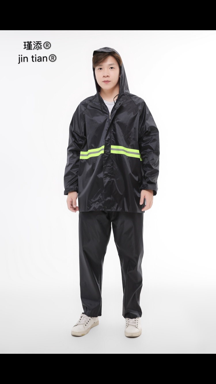 023# Oxford Cloth Raincoat Set Break Down Rain Suit Specification drawing