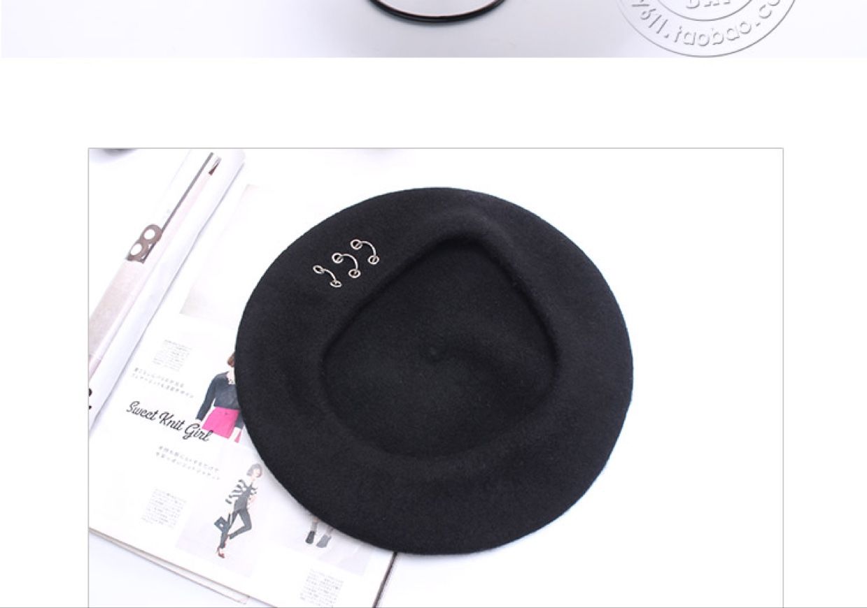 New Year's fashion: All-wool three-ring felt beret, women's warm and elegant winter fisherman's hat, brim hat, professional hat detail image 4