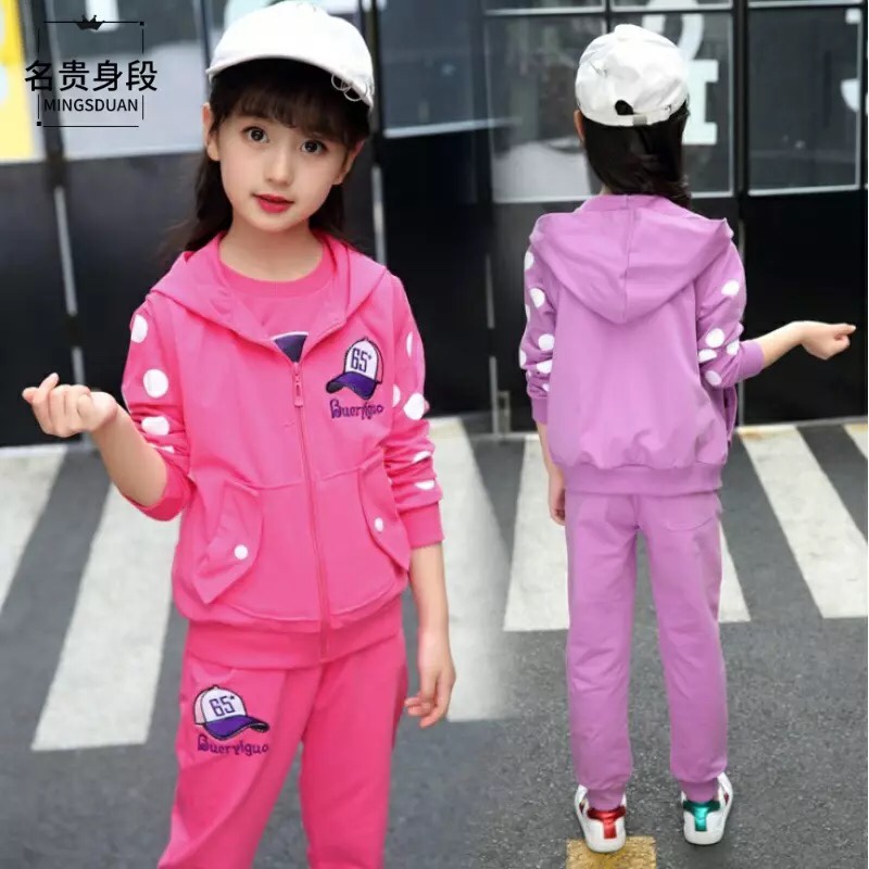 4 to 12 years old 11 Girls' clothing 10 Spring and autumn clothing 9 Little girls 8 Children 7 Casual 6 bathroom clothes 5 Sports three-piece set details Picture