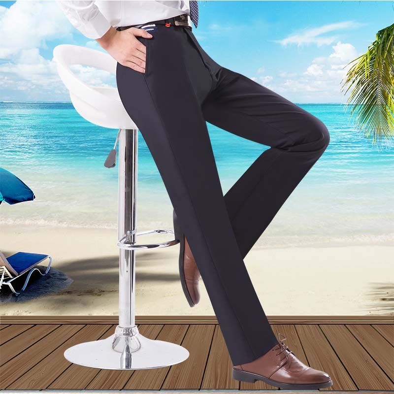 Otoño invierno pantalón hombre sin plancha pantalones slim fit profesional negocios vestido formal corte recto casual slim fit pantalones pantalones hombre Specification image