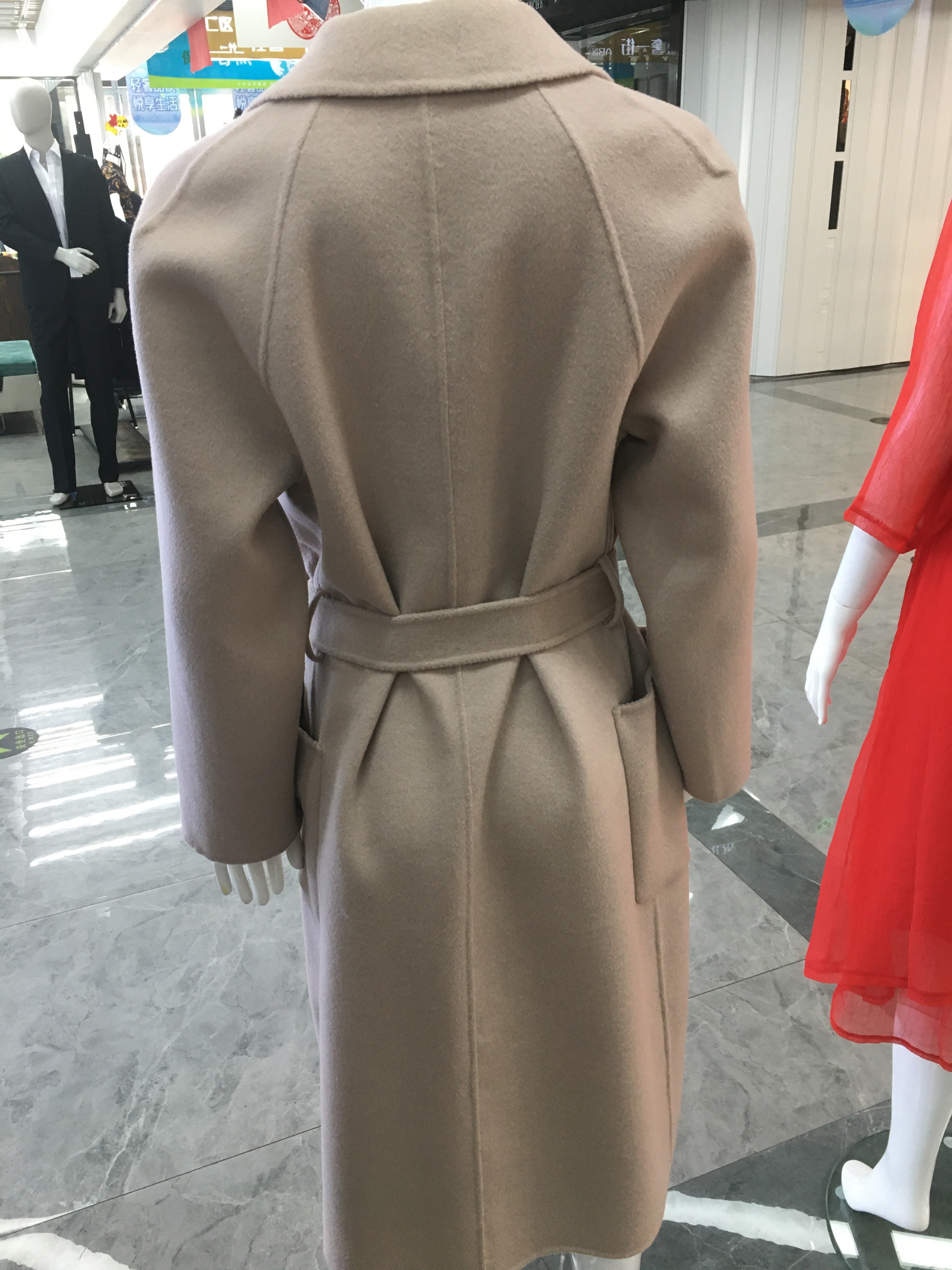 Double-sided cashmere coat belt fashion classic stable atmosphere noble beige durable Application Scenario