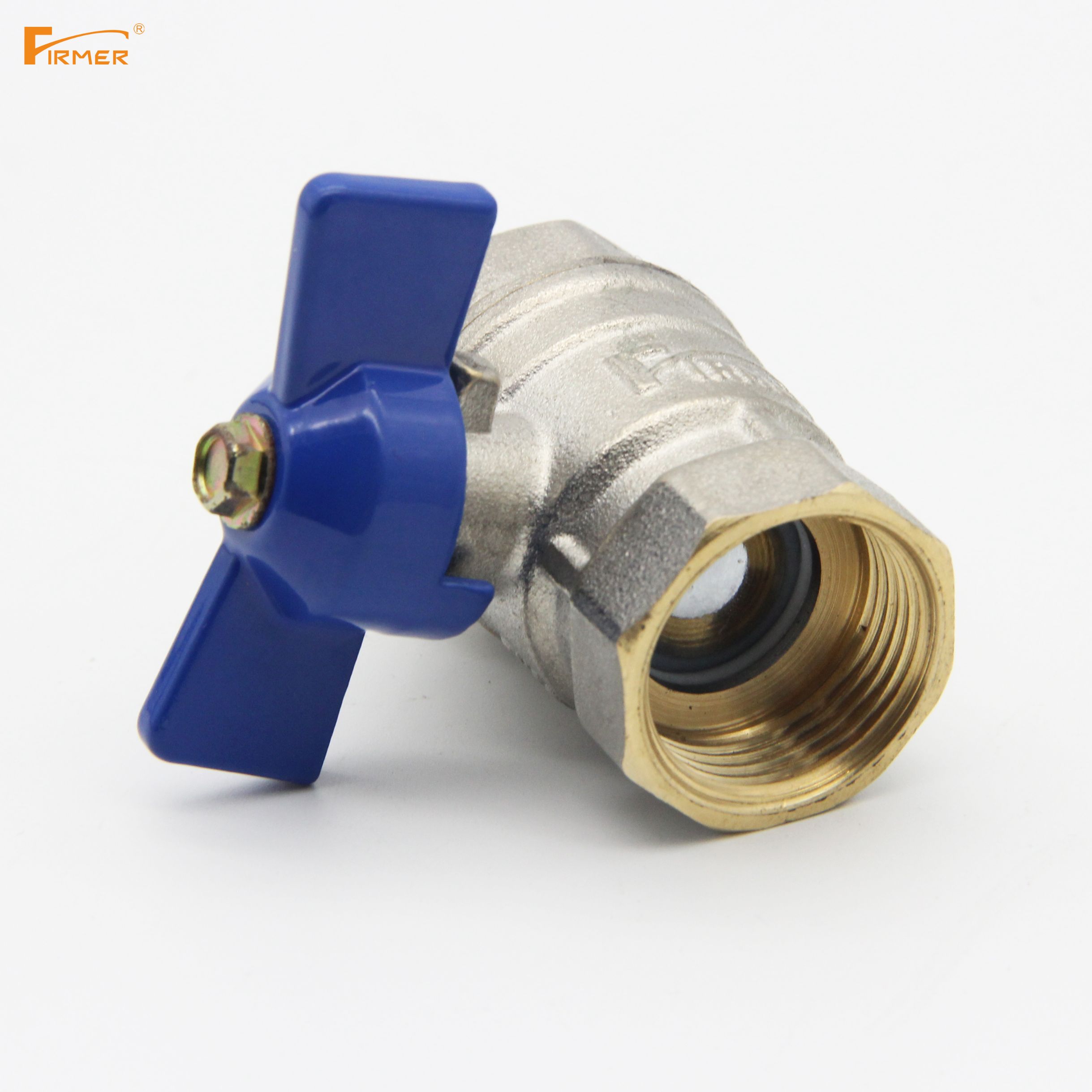 FIRMER all-copper butterfly handle ball valve, nickel-plated copper rod, copper ball, PTFE sealing gasket Specification image