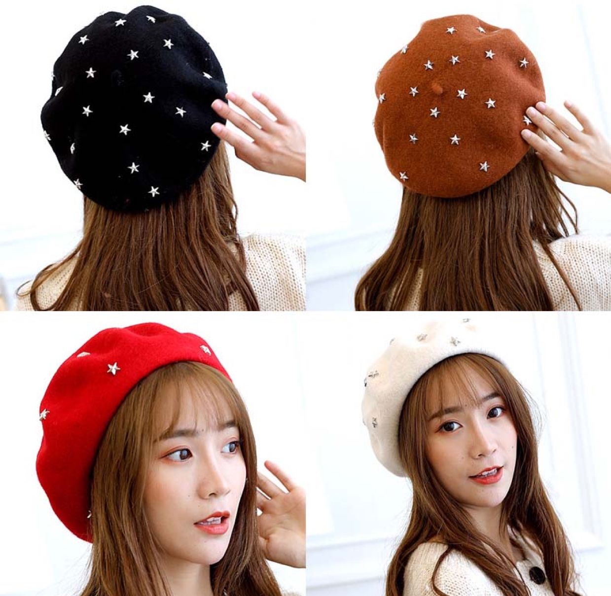 All-wool five-star felt beret, New Year's fashionable professional hat, women's fisherman's hat, flat-brimmed hat, Korean style versatile and warm hat detail image 8