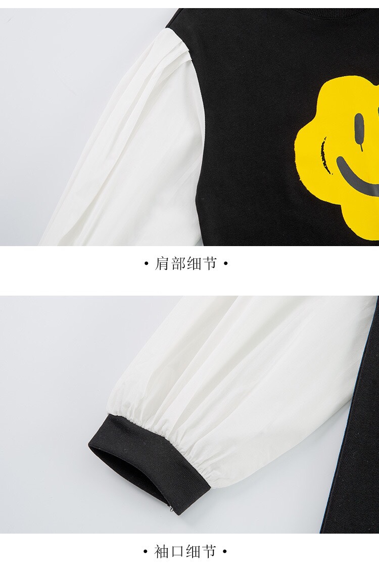 女童笑脸童裙2020童装秋装新款中大童中长款连衣裙潮儿童卫衣代发详情图4