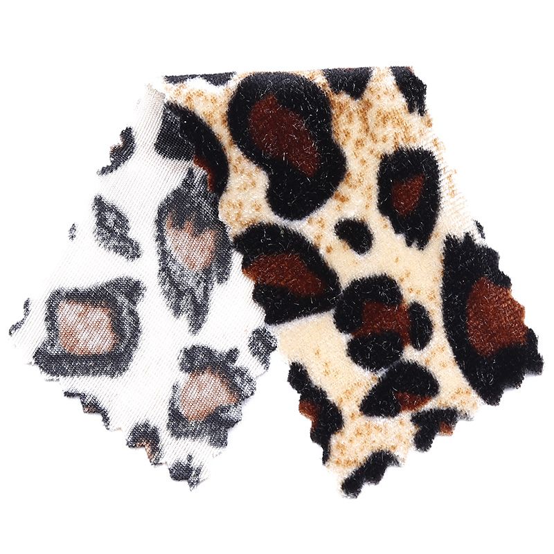 Leopard print fleece knitted fabric for headwear and accessories pic 5