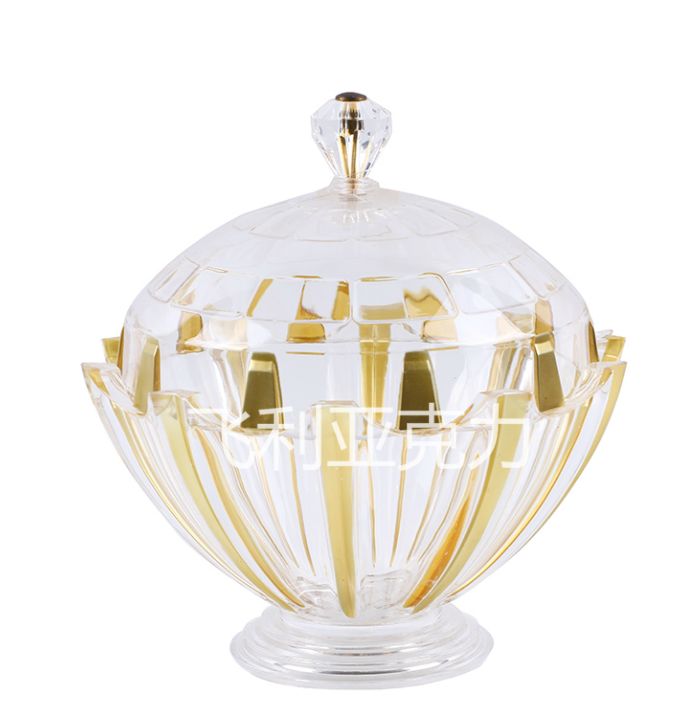 Acrylic candy jar dry fruit box transparent gold candy box thumbnail