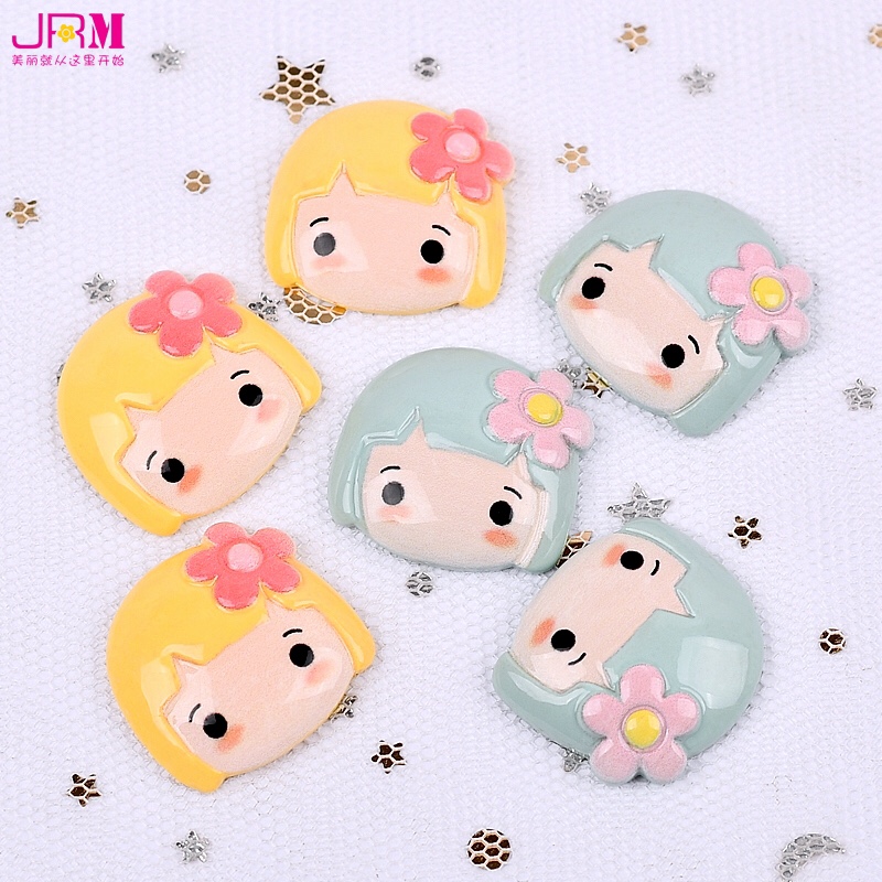 Manufacturers direct solid color bright oil girl head resin accessories fashion mobile phone shell decorative materials diy accessories patch full figure
