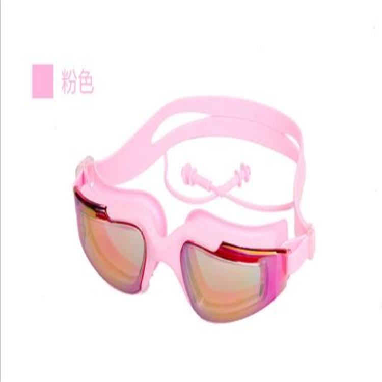 Feiduo swimming goggles: New adult waterproof and anti-fog one-piece earplugs, electroplated goggles, large frame swimming goggles detail image 2