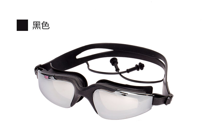 Feiduo swimming goggles: New adult waterproof and anti-fog one-piece earplugs, electroplated goggles, large frame swimming goggles detail image 8