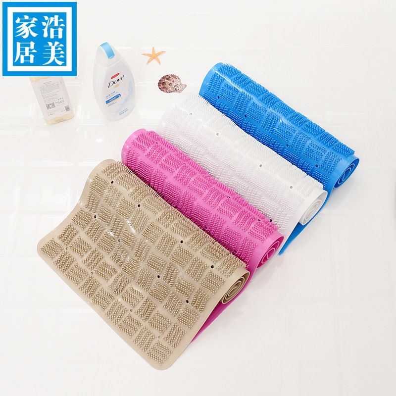 Eco-Friendly Pvc Bathroom Non-Slip Mat Rectangular Solid Color Bath Bath Mat With Suction Cup full figure