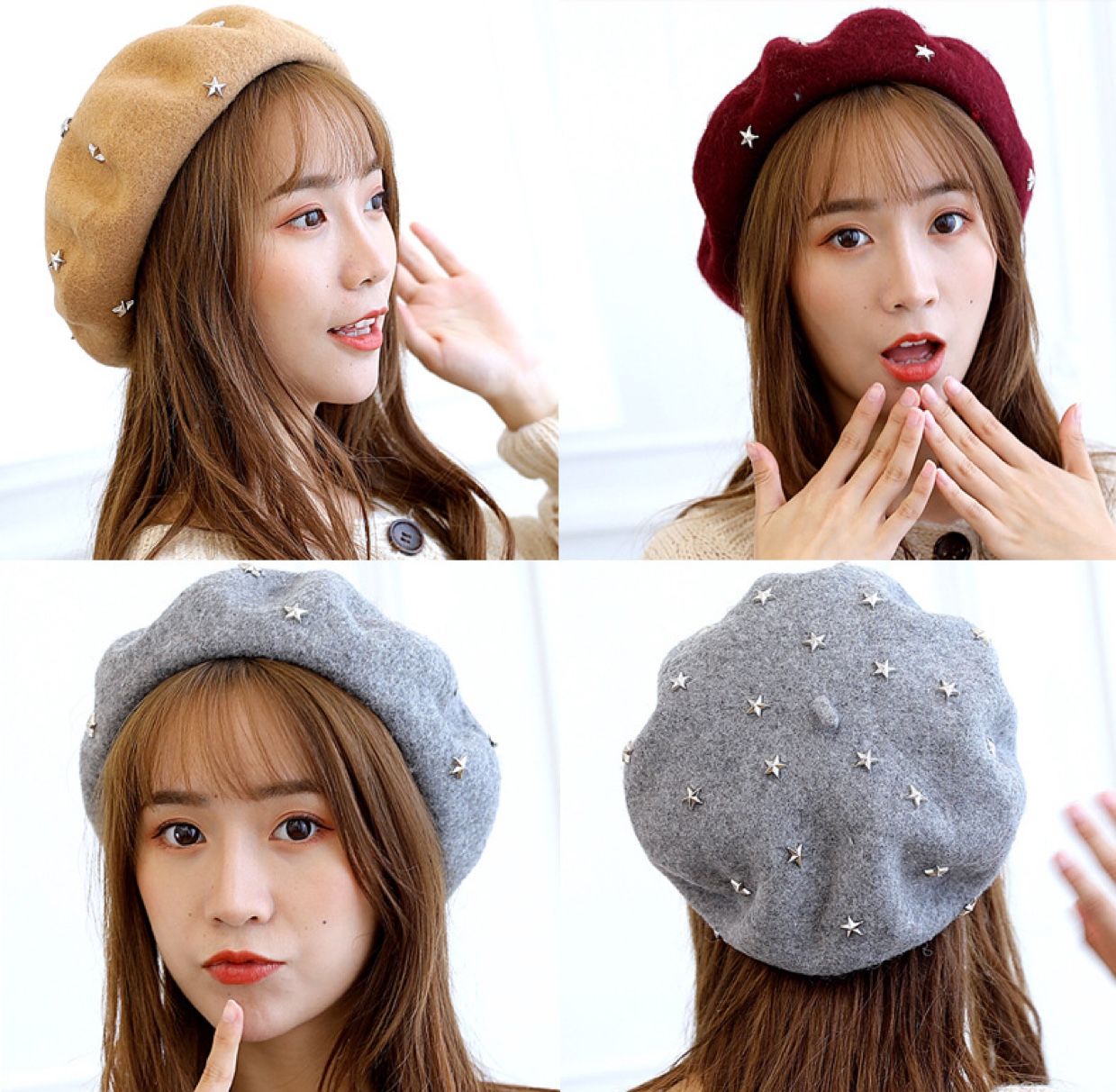 All-wool five-star felt beret, New Year's fashionable professional hat, women's fisherman's hat, flat-brimmed hat, Korean style versatile and warm hat detail image 9