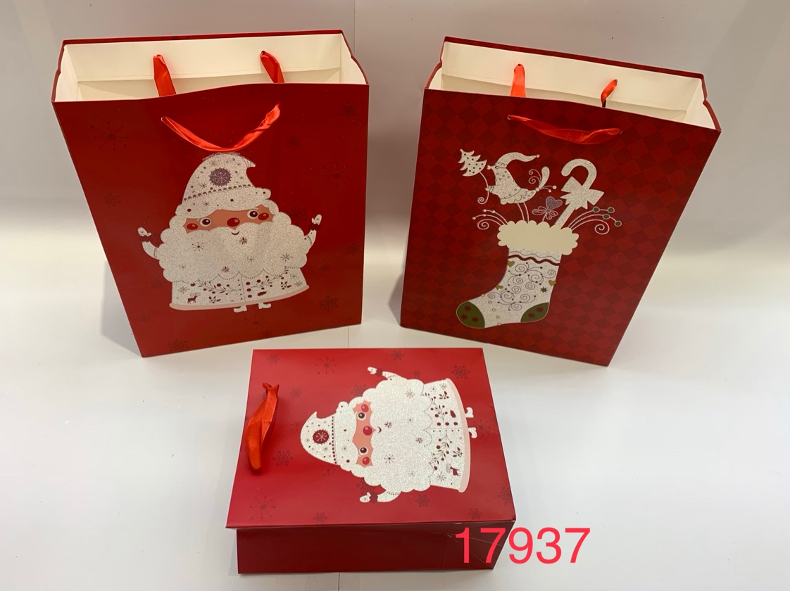 圣诞节撒粉工艺手提袋礼品袋圣诞送礼出口外贸