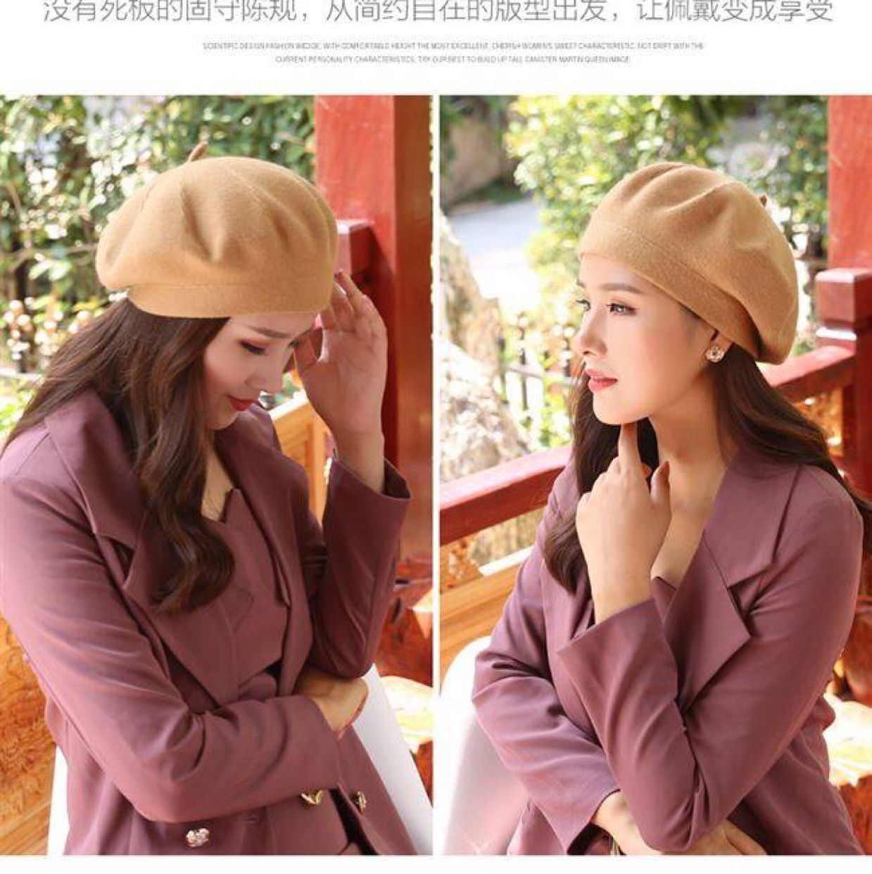Cashmere knitted grandma and grandpa fashion water diamond three-dimensional beret hat for autumn and winter warmth wool men's beret one-piece hat detail image 3