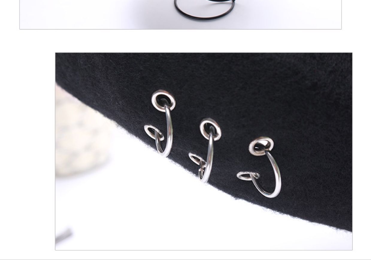 New Year's fashion: All-wool three-ring felt beret, women's warm and elegant winter fisherman's hat, brim hat, professional hat detail image 3