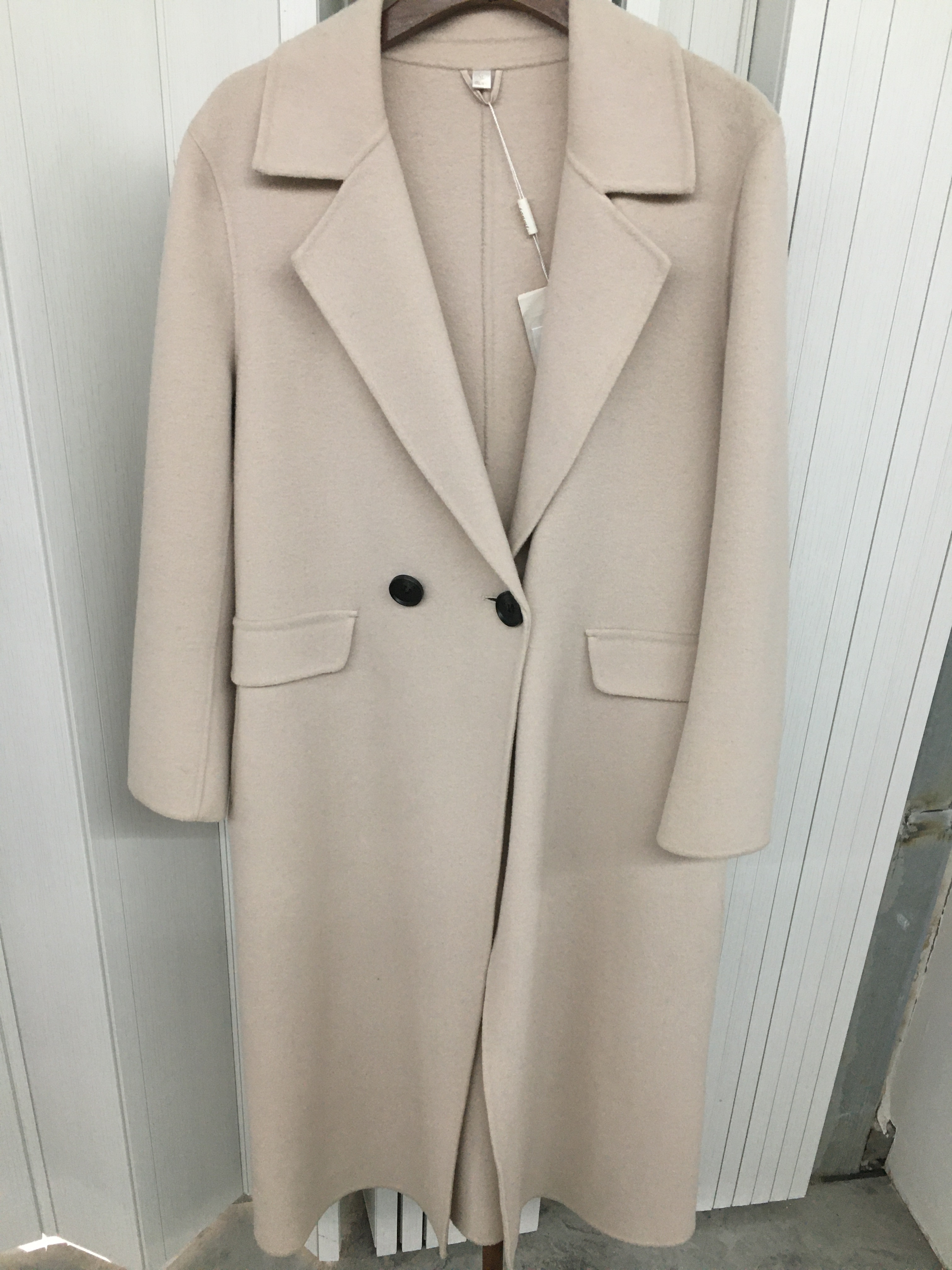 Double-sided cashmere coat double-breasted fashion classic sedate durable beige XL size details Picture