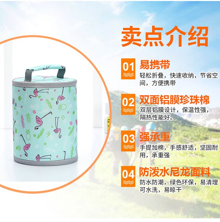  厂家直销户外保温便携手提野餐包卡通小号拉链保温包饭盒袋详情3