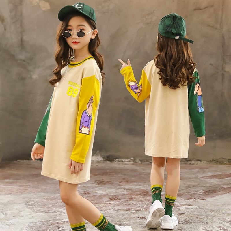 童装女童卫衣2020春装新款中大童刺绣89字母中长款卫衣一件代发详情图4