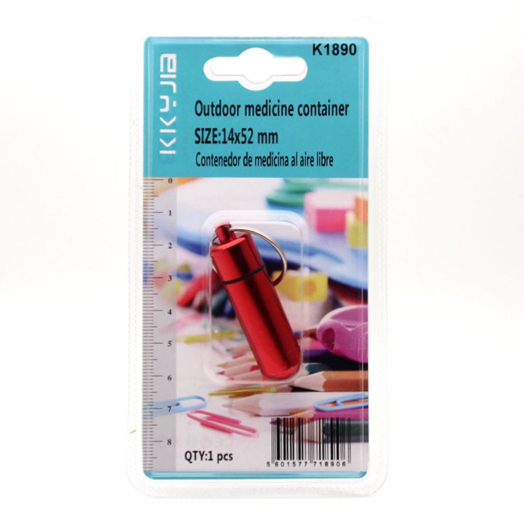 卡卡五金 1890吸塑卡装户外药瓶14x52mm密封便携防水药瓶