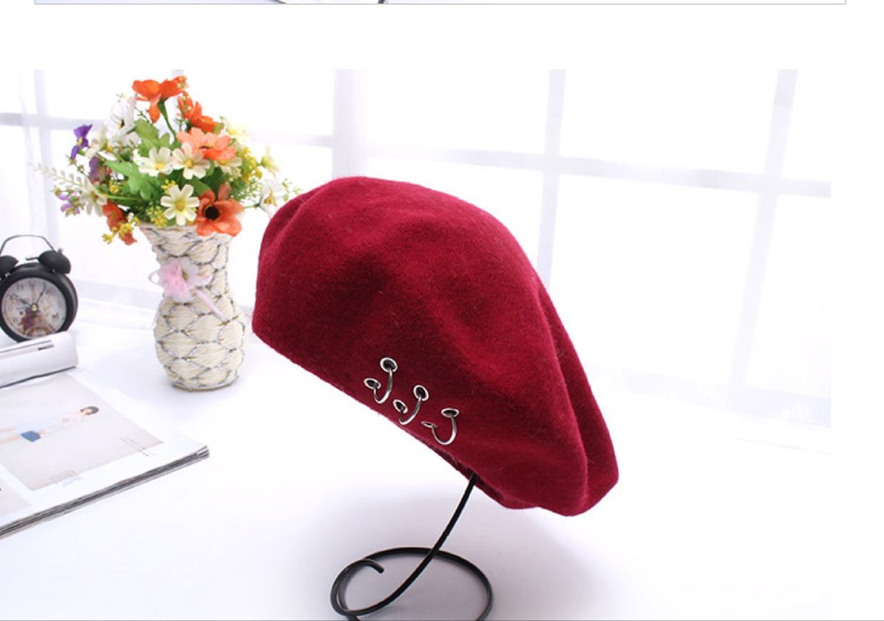 New Year's fashion: All-wool three-ring felt beret, women's warm and elegant winter fisherman's hat, brim hat, professional hat detail image 2