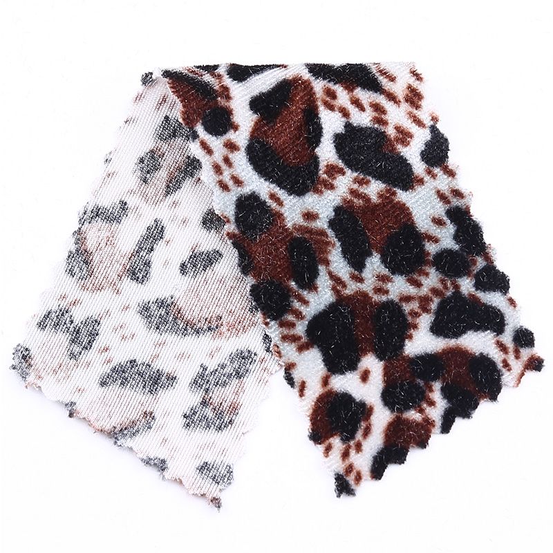 Leopard print fleece knitted fabric for headwear and accessories pic 10