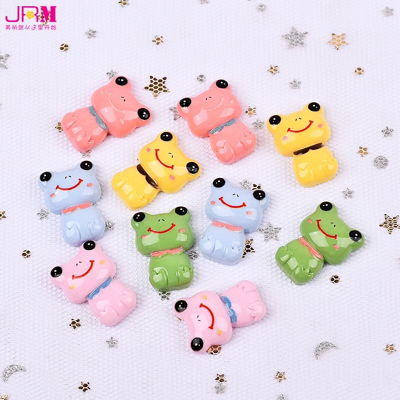 Medium solid color cartoon frog resin accessories glasses box patch mobile case decorative materials details Picture