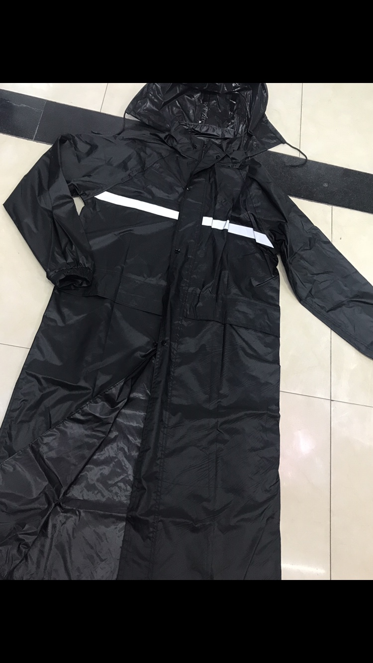 Double Long Raincoat Hiking Raincoat Black Raincoat details Picture