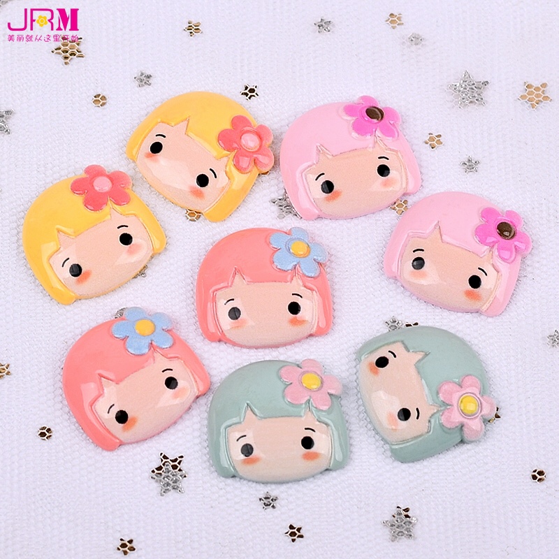 Manufacturers direct solid color bright oil girl head resin accessories fashion mobile phone shell decorative materials diy accessories patch details Picture