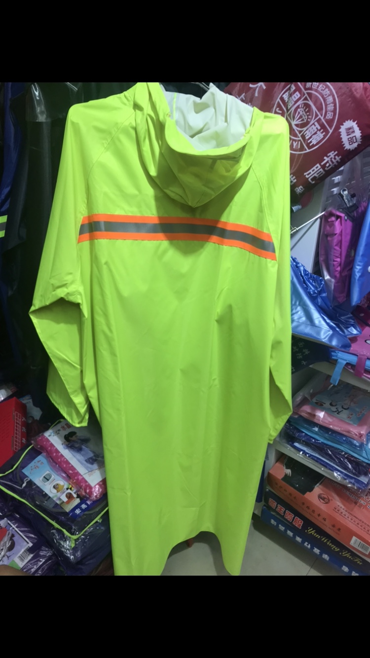 Fluorescent Green Long Windbreaker 001 Long Raincoat Luminous Raincoat details Picture