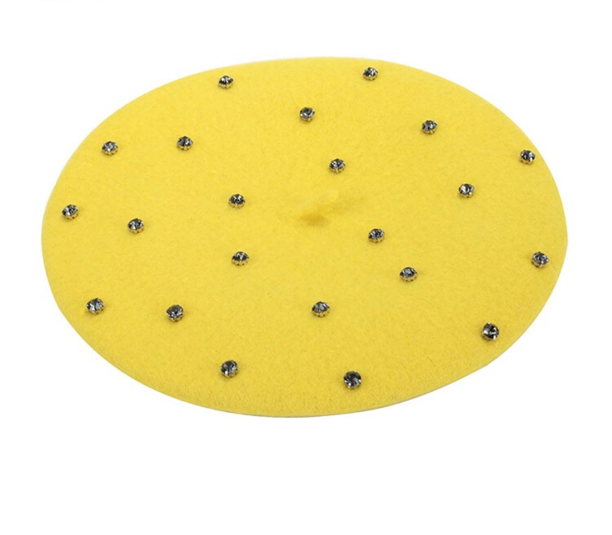 Rhinestone wool starry sky felt fashion beret hat Women's professional hat New Year style flat brim hat detail image 1