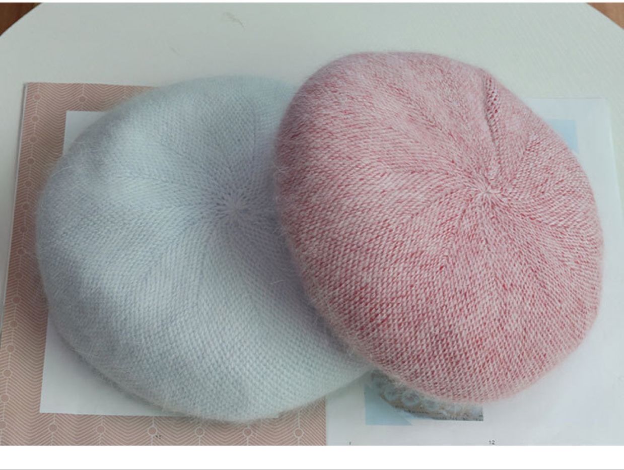 Angolan rabbit fur fashionable beret hats for men, grandmothers and grandpas, wool warm one-piece hats for winter new arrivals detail image 3