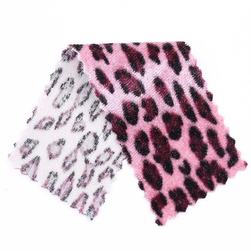 Leopard print fleece knitted fabric for headwear and accessories pic 12