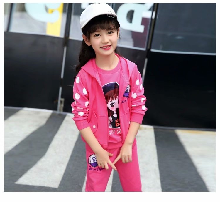 4 to 12 years old 11 Girls' clothing 10 Spring and autumn clothing 9 Little girls 8 Children 7 Casual 6 bathroom clothes 5 Sports three-piece set Application Scenario