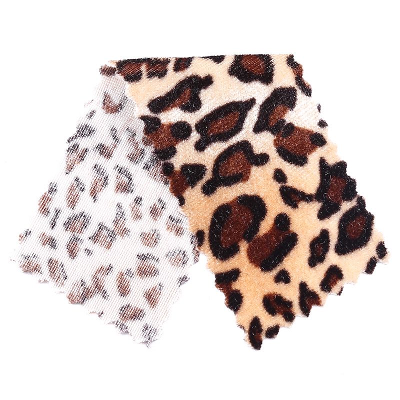 Leopard print fleece knitted fabric for headwear and accessories pic 3