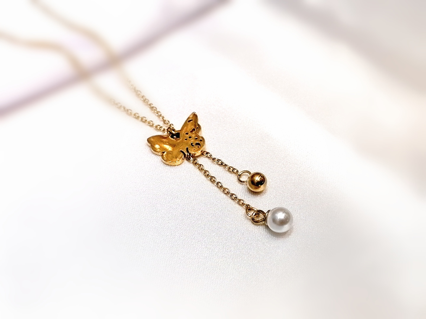 不锈钢项链/项链/时尚项链女白底实物图