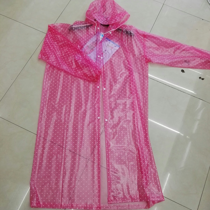 PVC水晶加厚圆点长大衣