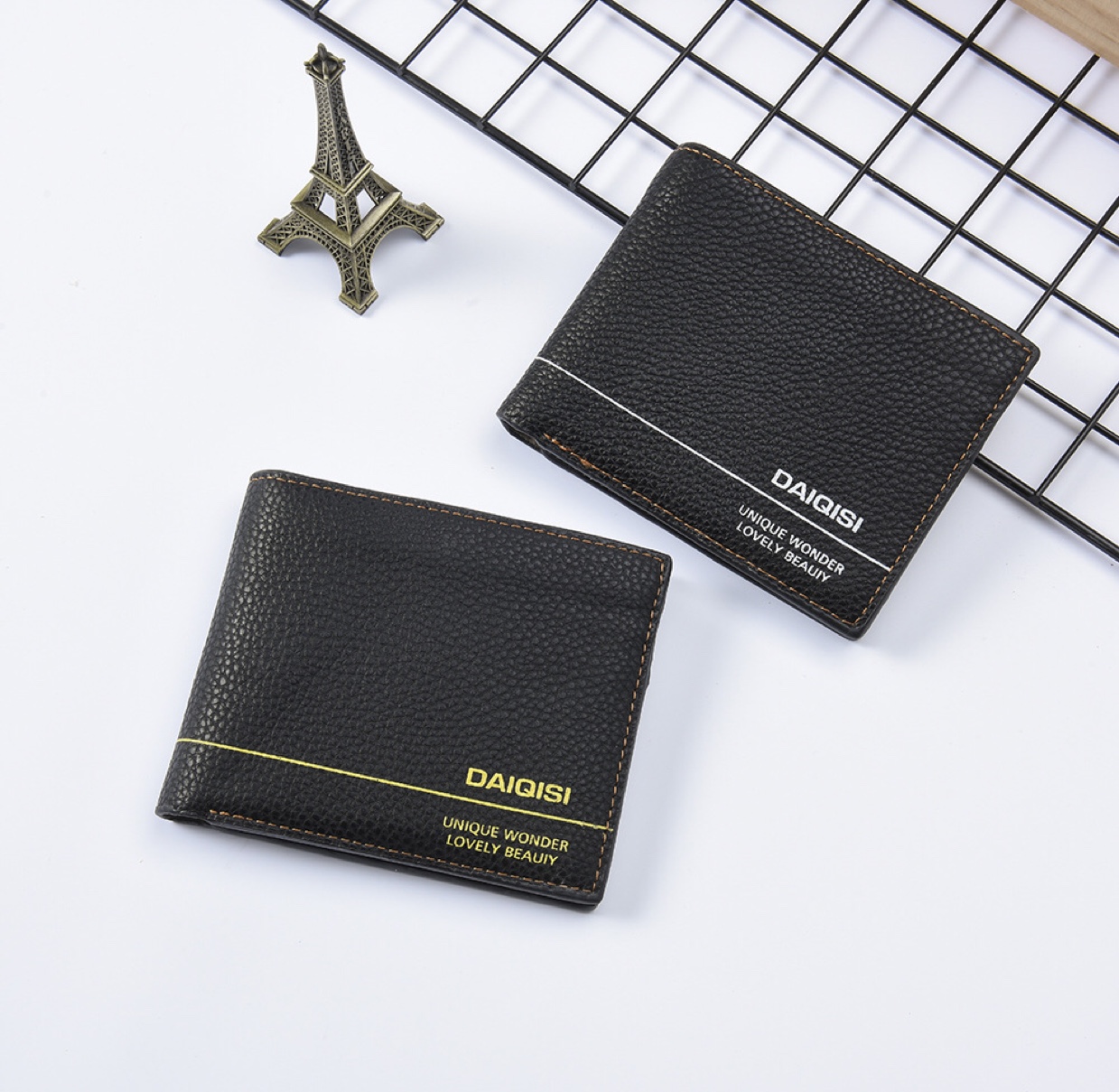 男士钱包，荔枝纹丝印带活页，厂家直销图