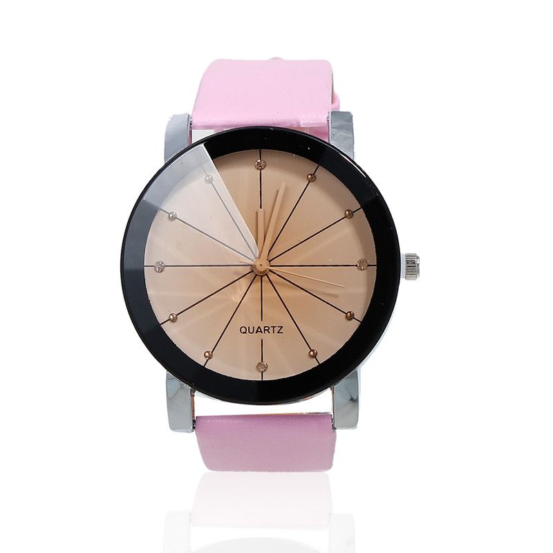 Factory wholesale: Popular Korean-style fashionable student couple watches on AliExpress, pointed-top tea-colored glass leather strap watches for women detail image 5