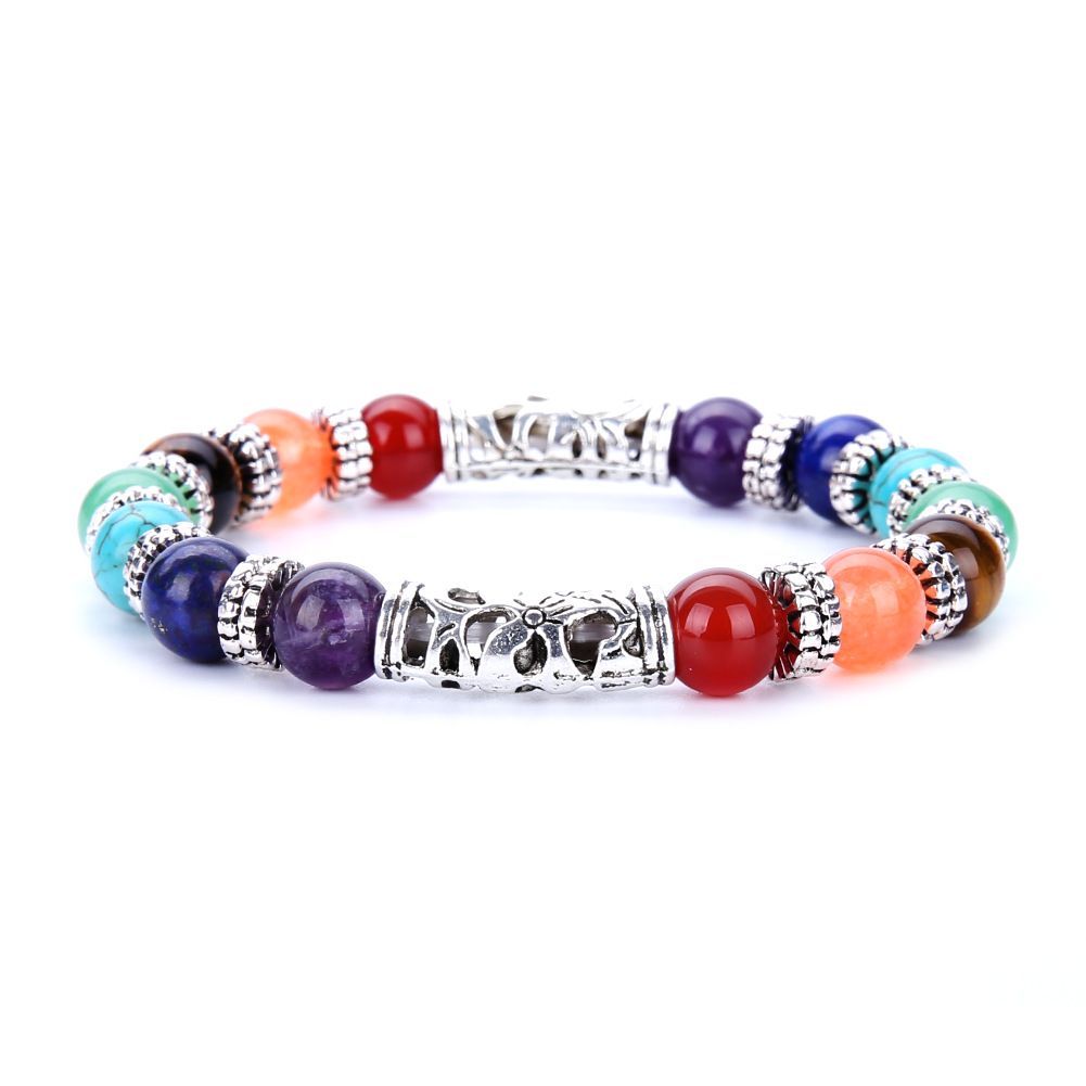 8MM natural round bead seven-chakra bracelet detail image 4
