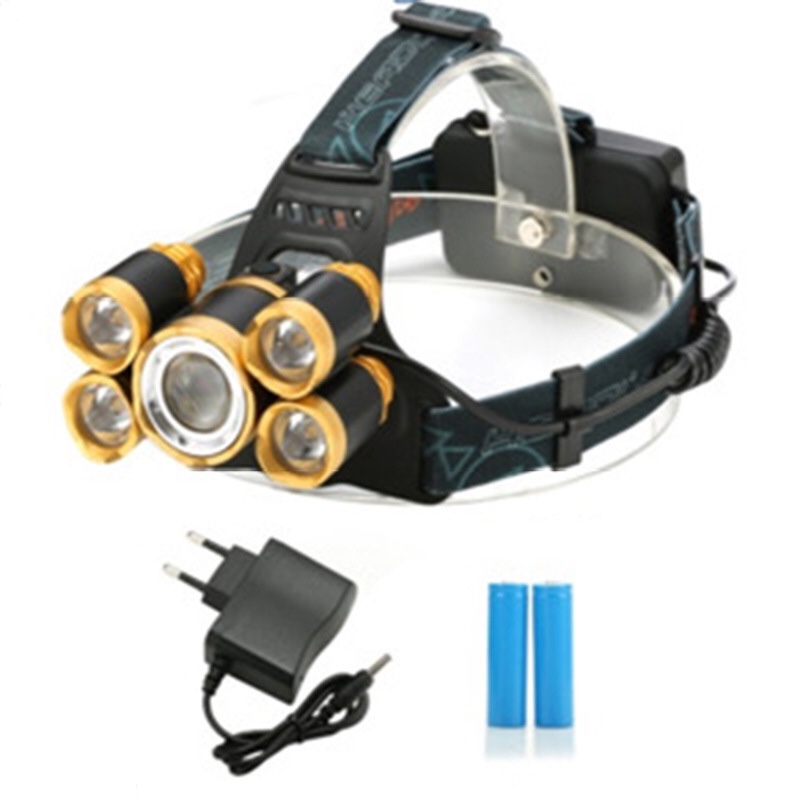 头灯跨境货源 5LED伸缩变焦T6头灯 升级版飞机头灯 充电防水头灯详情图8