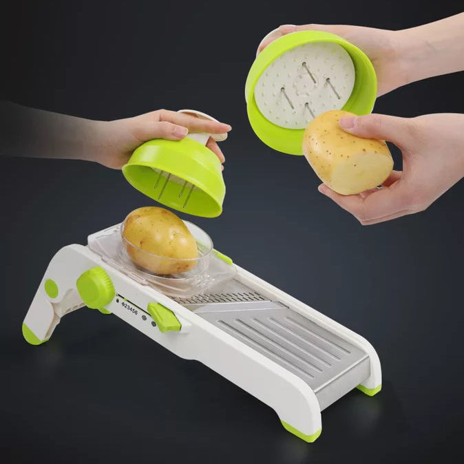 Upgraded home multi-functional vegetable cutter, stainless steel slicing wonder, adjustable grilling, slicing and flower cutting wonder detail image 5