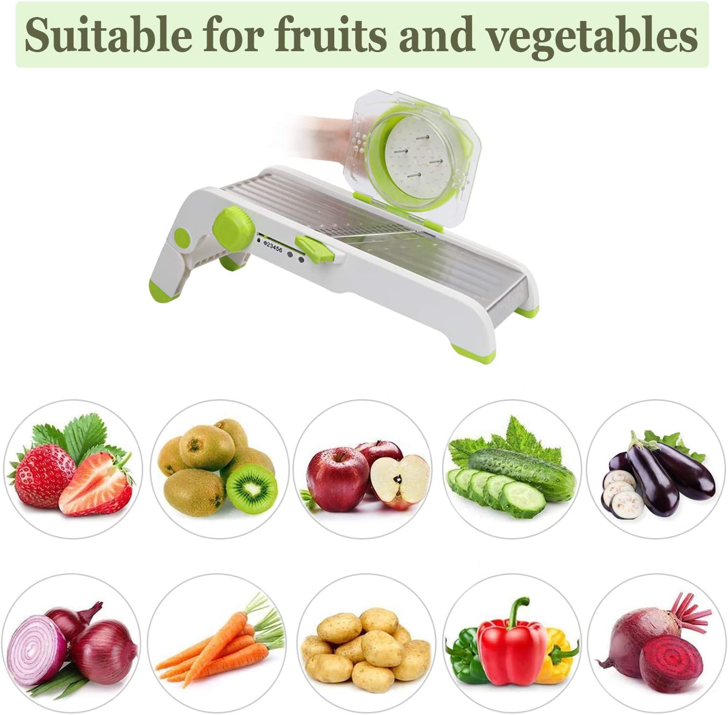 Upgraded home multi-functional vegetable cutter, stainless steel slicing wonder, adjustable grilling, slicing and flower cutting wonder detail image 9