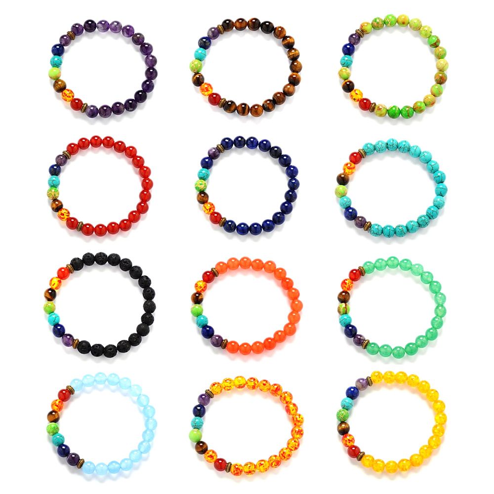 Natural stone Reiki yoga 7-chakra bracelets are popular in Europe and America. Customized bracelets on AliExpress, WISH and Amazon details Picture