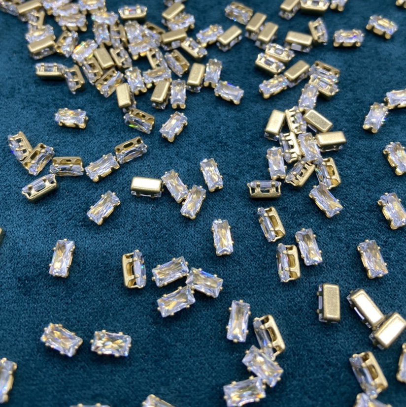Rectangular zircon claws, zircon claw copper accessories, earrings, necklaces, jewelry accessories