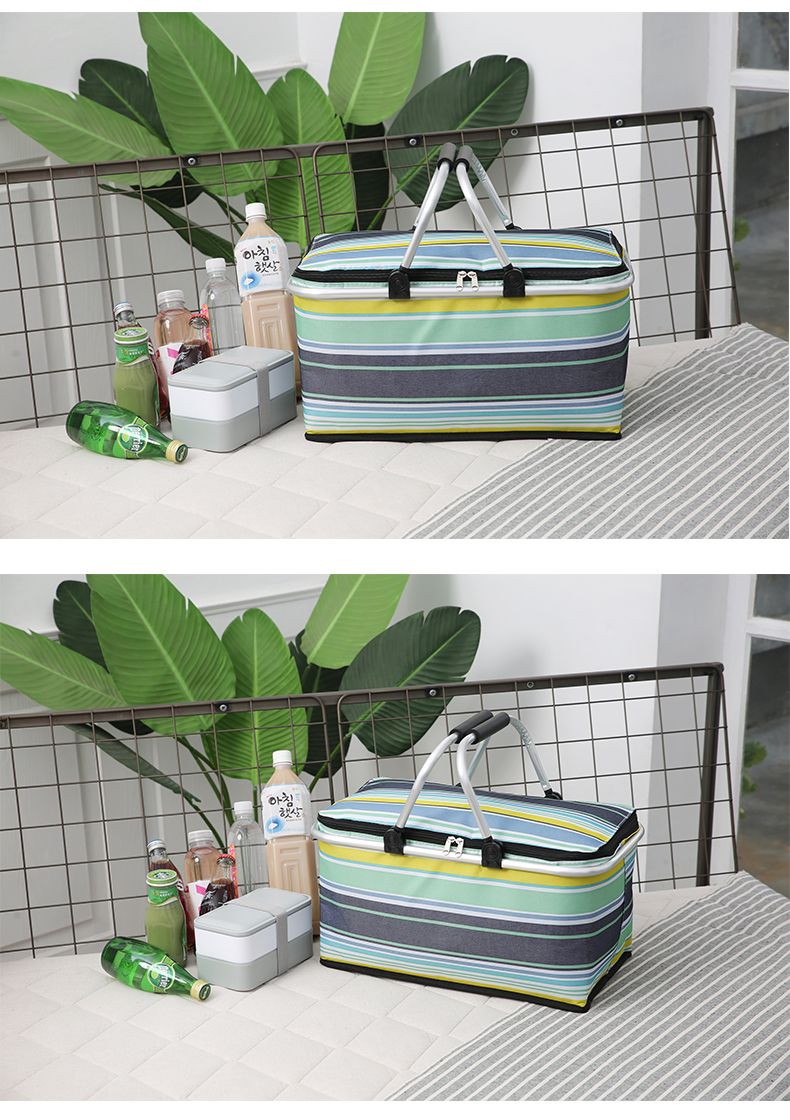SANNE outdoor picnic hand-held Oxford cloth insulated bag, single-shoulder ice pack, student lunch box bag, folding insulated bag detail image 11