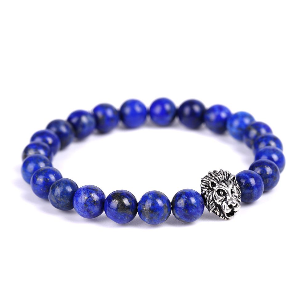 Natural Indian agate striped red agate lion head bracelet, European and American fashion, non-fading lapis lazuli bracelet accessory Application Scenario
