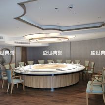杭州度假酒店轻奢电动餐桌定做 会所4.2米大理石电动转盘大圆桌子