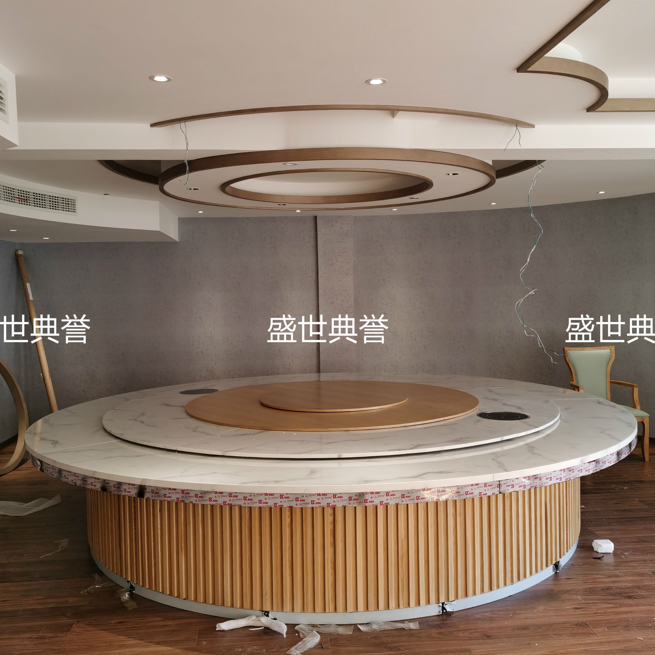 杭州度假酒店轻奢电动餐桌定做 会所4.2米大理石电动转盘大圆桌子详情图2