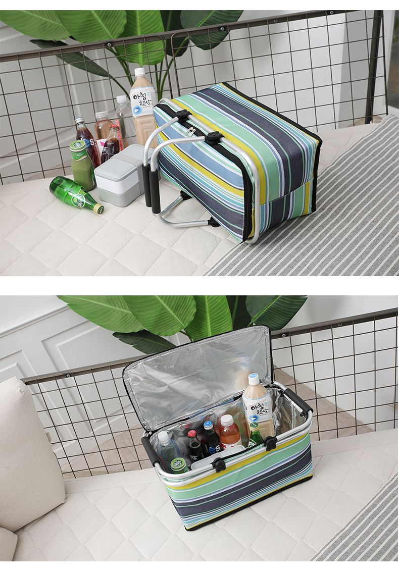 SANNE outdoor picnic hand-held Oxford cloth insulated bag, single-shoulder ice pack, student lunch box bag, folding insulated bag detail image 12
