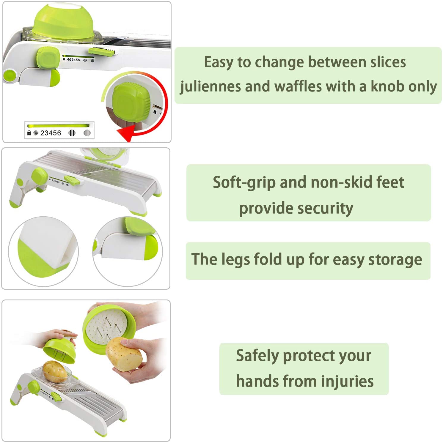 Upgraded home multi-functional vegetable cutter, stainless steel slicing wonder, adjustable grilling, slicing and flower cutting wonder detail image 11